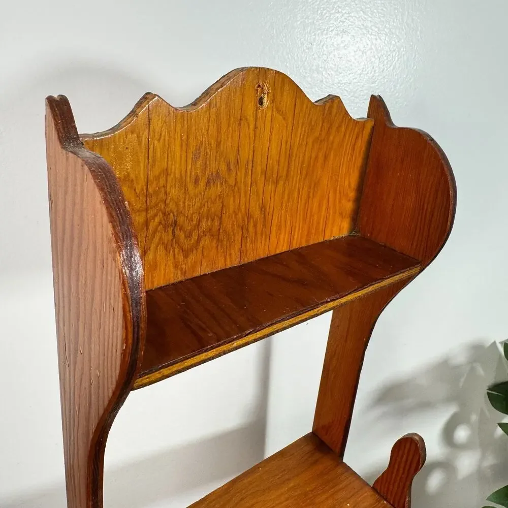 Vintage Hanging Trinket Shelf Wood 3 Tier Shelves Display MCM 1942 6.5x15